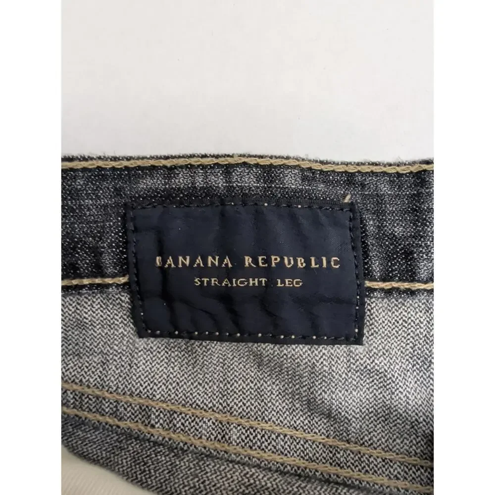 Banana Republic Straight Leg 35 x 30 Men's Denim Jeans Faded Black Wash